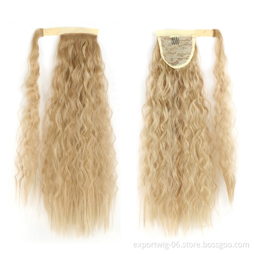 22inch afro wrap ponytail hair extensions long kinky straight yaki clip in hairpiece synthetic hair ponytails